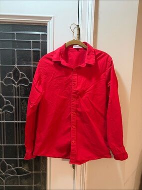 Women’s Vibrant Red Dress Shirt - Classic Collar Top